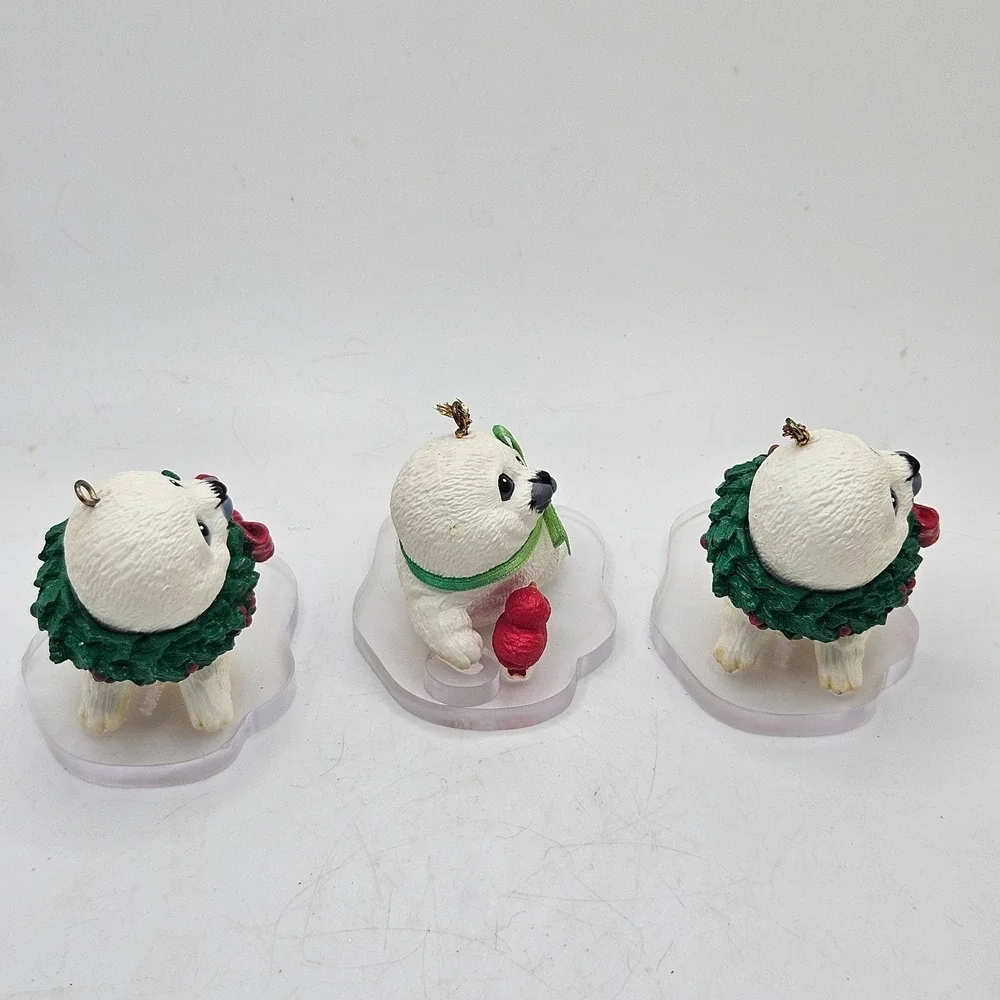 Vintage Morehead Seal Christmas Ornaments Lot of 3 Wreath Bird Acrylic Base